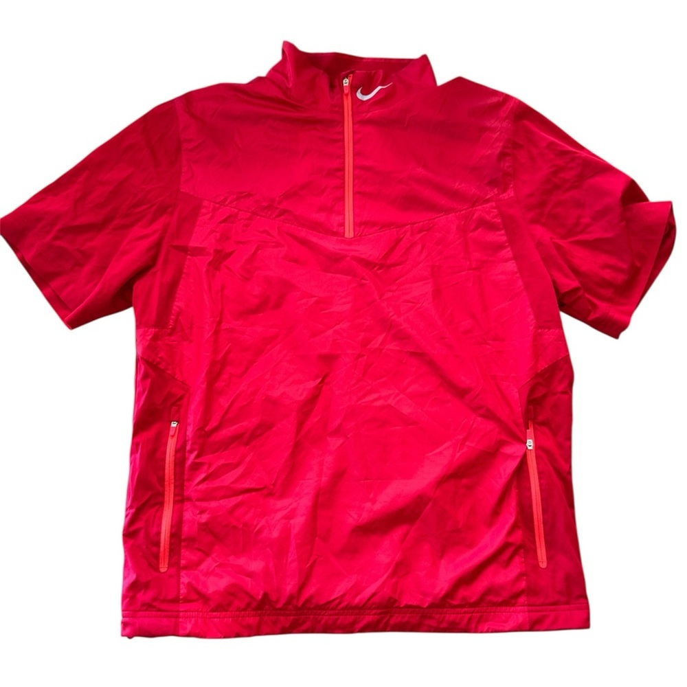 Nike Golf Bright Red Short Sleeve Half-Zip Windbreaker Jacket M
